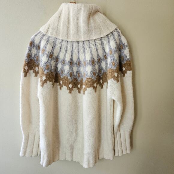 Banana Republic Women's Fair Isle Turtleneck Sweater, Size L Alpaca Fuzzy - Picture 6 of 10